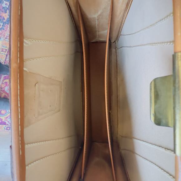 Mid Century Top Grain Cowhide Briefcase Stay Open Frame Vintage Bag with Key MCM - Picture 14 of 16